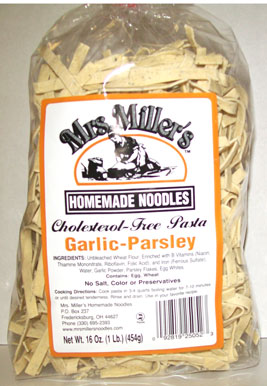mrs millers specialty noodles-garlic parsley